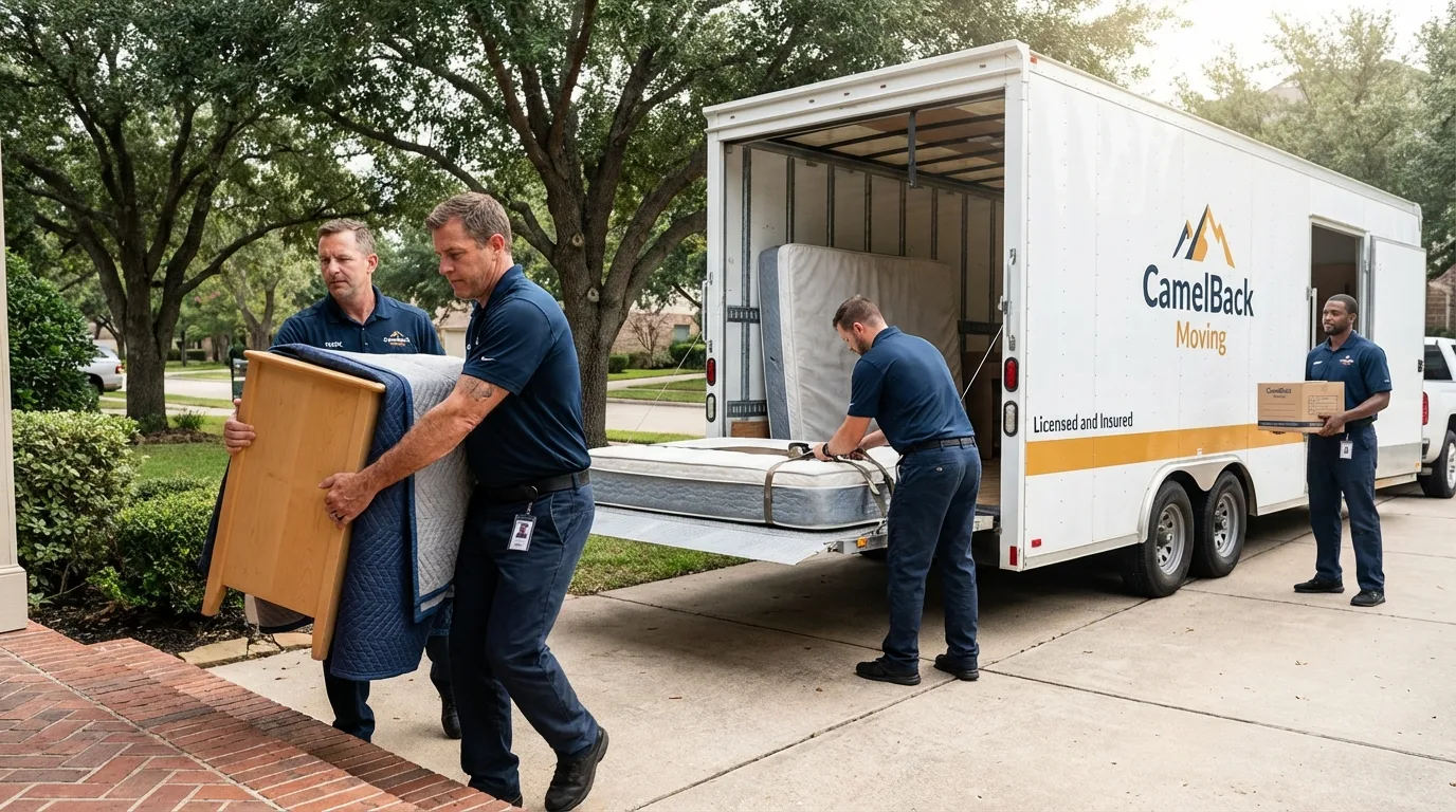 Crew loading residential truck for cross-state move from Pilot Rock, OR
