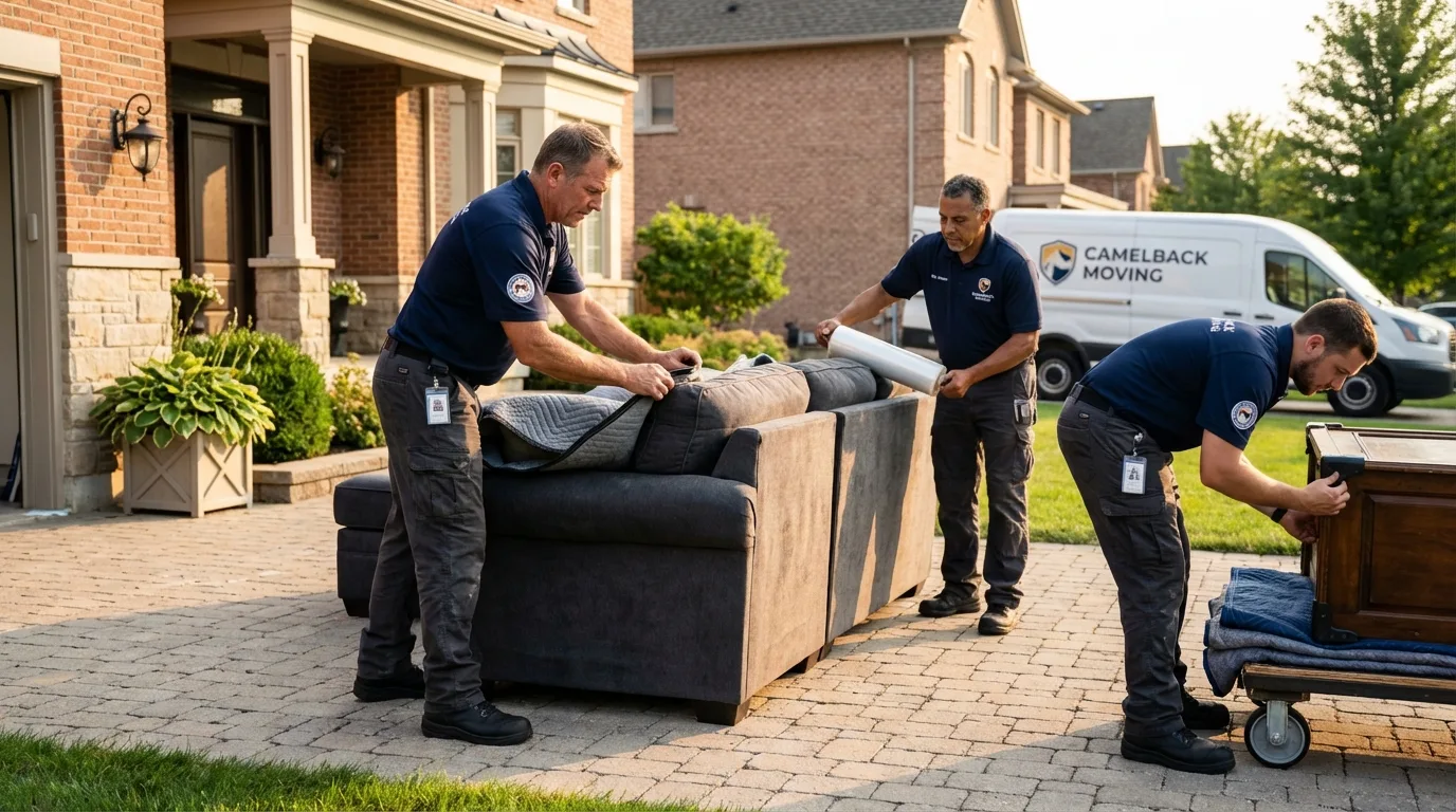 Large estate moving crew wrapping furniture in Pilot Rock, OR